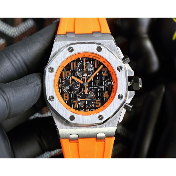 爱彼 AP 皇家橡树系列 镀膜玻璃 尺寸42mm*14mm 防水胶带配AP字样原装针扣 搭载日本多功