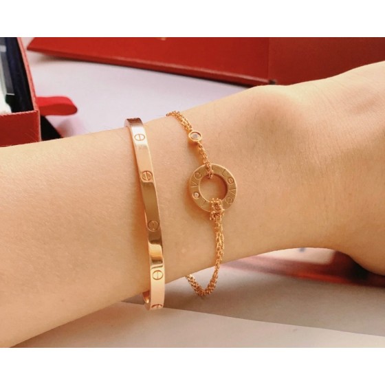 P300 V金镀1.0咪金，2480360 CNC高定卡地亚窄版光面LOVE手镯，码数16.17.1