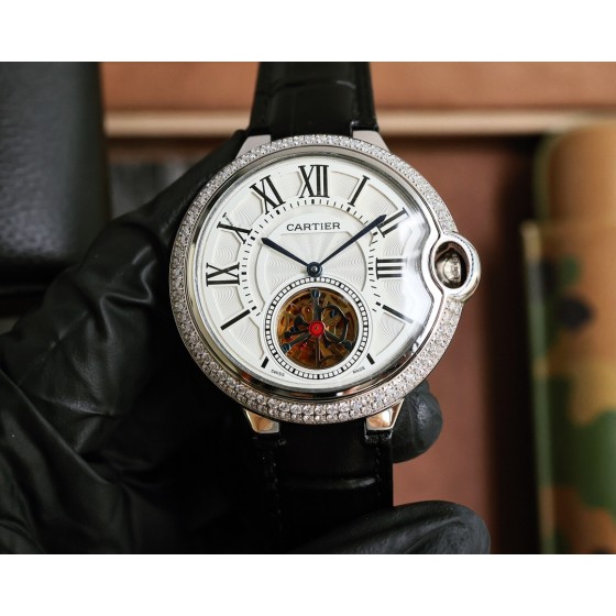 550-570卡地亚 Cartier全自动机械头层小牛皮拱形蓝光玻璃43*14mm岁月与商场的历练雕