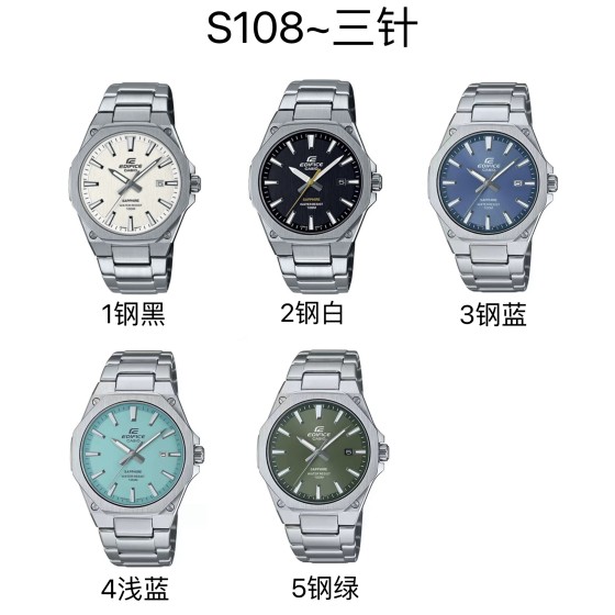 钢铁之心轻薄商务系列限量款
型号：EF-S108
太阳能、不锈钢表扣、全钢表带、不锈钢表壳、矿物