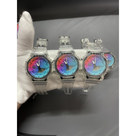 冰川炫彩镭射系列限量款
型号：GA~2100
功能：太阳能、秒表（精确到1/1000秒）世界时间