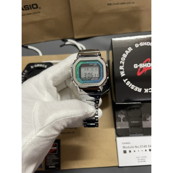 新款炫彩渐变冰蓝精灵钢带系列
型号：GMW-B5000
功能：太阳能，秒表（精确到1/1000秒