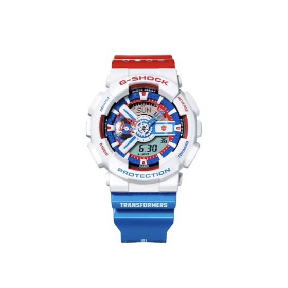 变形金刚擎天柱联名限量款
型号：GA~110
功能：秒表（精确到1/1000秒）世界时间，倒计时