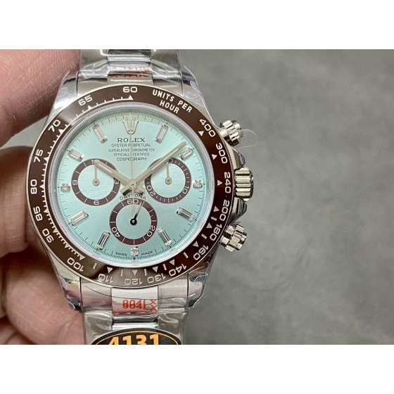 QF 配重版 劳力士 透底冰蓝迪 新款迪 迪通拿4131机芯 904精钢重量179G