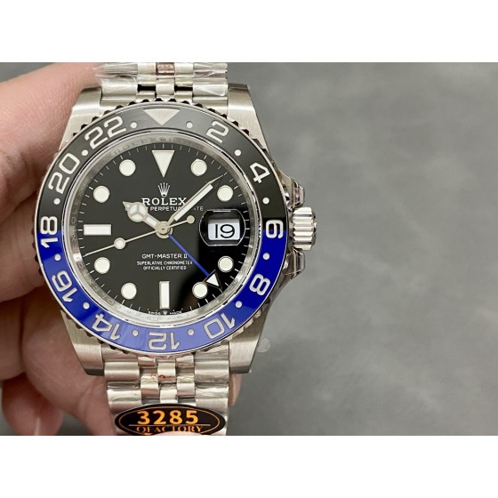 QF 劳力士格林尼治3285机芯
最新研发GMT 真双色陶瓷clean V3圈口，
采用高精度的