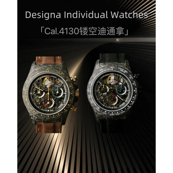 Diw 碳纤维迪通拿推出“导柱轮” Cal.4130 镂空机芯新款。4130机芯无疑是现阶段最好的计