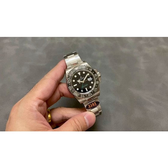 QF 劳力士格林尼治3285机芯
最新研发GMT 真双色陶瓷clean V3圈口，
采用高精度的