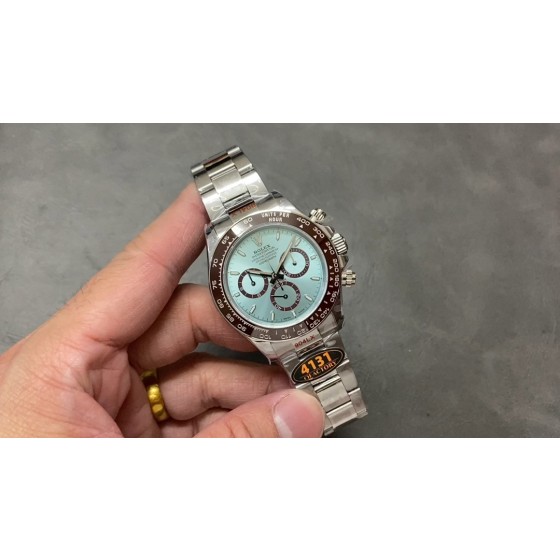 QF 配重版 劳力士 透底冰蓝迪 新款迪 迪通拿4131机芯 904精钢重量179G